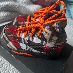 Jordan Kids Sneakers - Red, Black, Orange Plaid